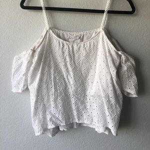 Off the shoulder white eyelit top